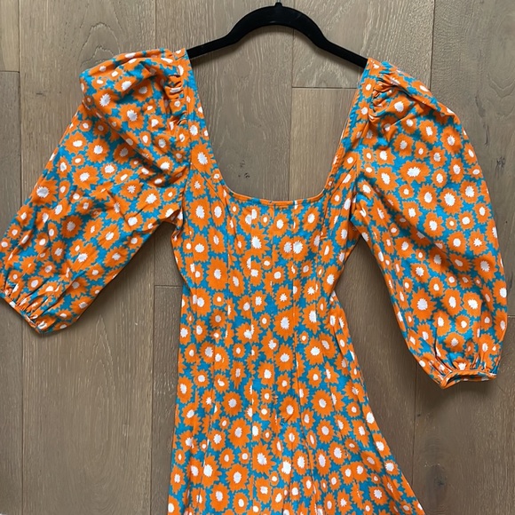 Staud Swells Dress, Blue Orange Daisy, Size 0, NWT - Picture 8 of 11